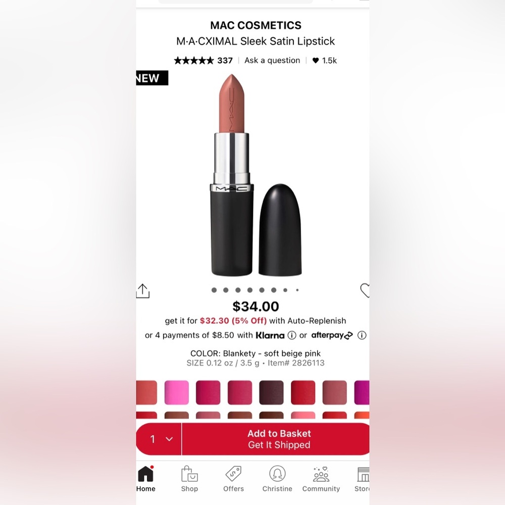 10$ add-on - Mac cosmetics - BNIB mac-ximal satin lipstick